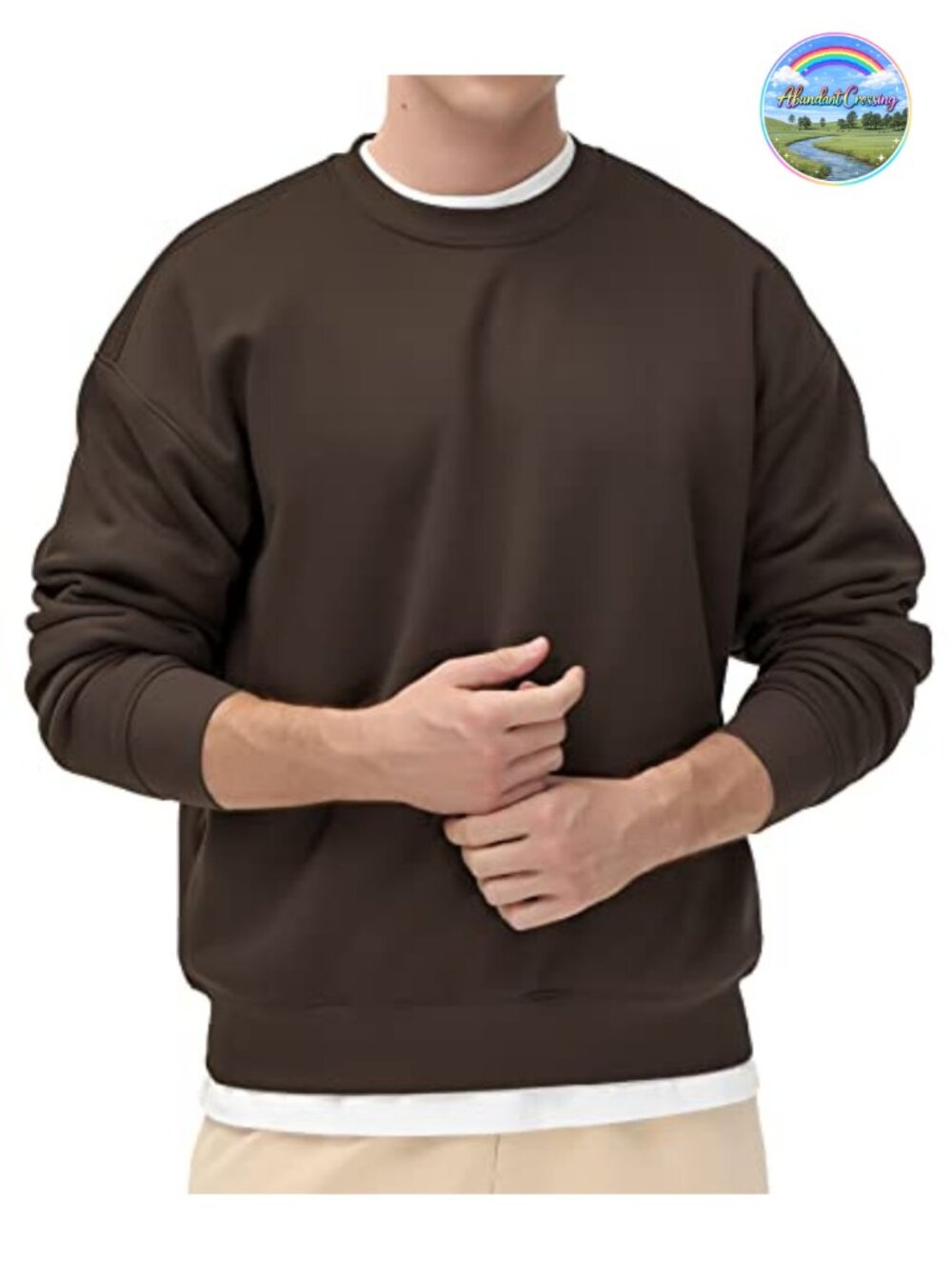Fleece Crewneck Pullover Sweatshirt Loose Fit Long Sleeve Warm Plush Lining